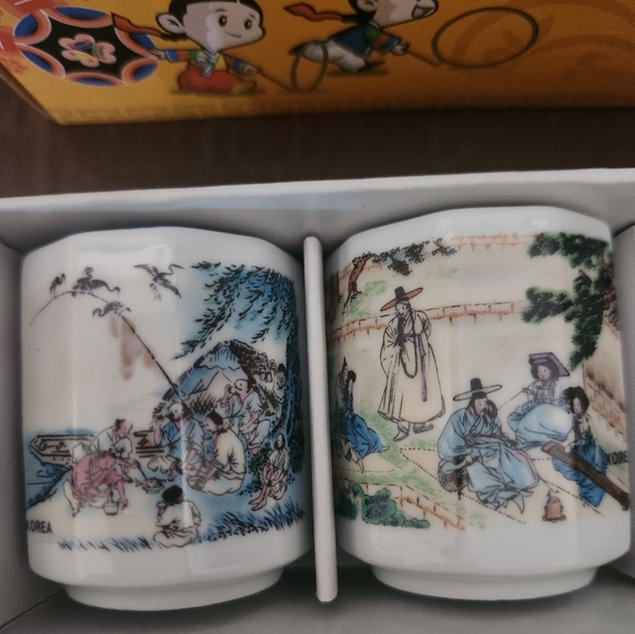 Yung-Boh Ceramic Tea/Sake/Shot Welcome to Korea Cups Set of 5 - Picture 9 of 9